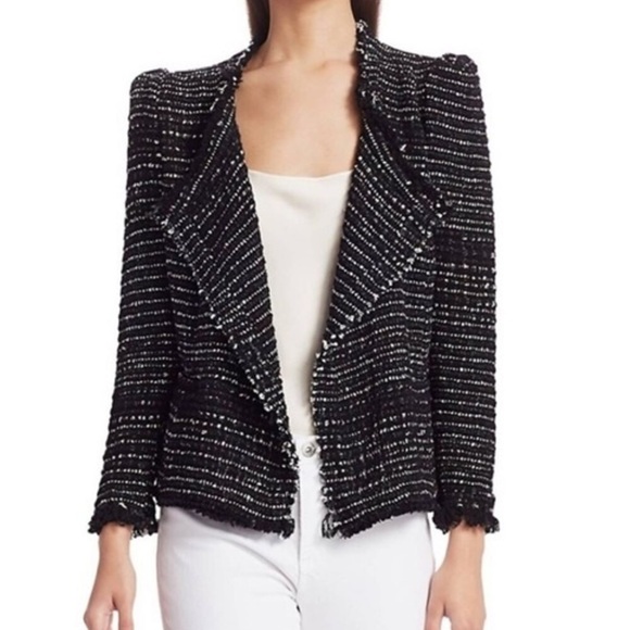 IRO Diana Black Tweed Puff Sleeve Open Jacket - Picture 5 of 11